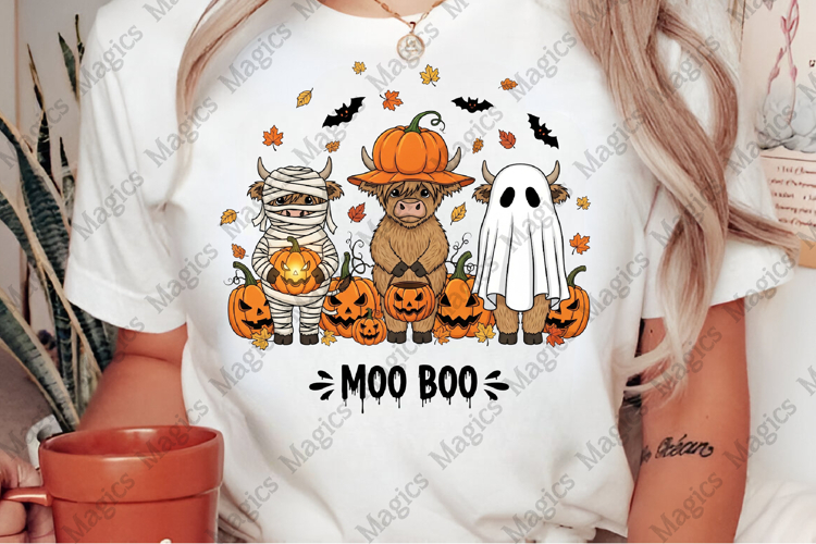 Spooky Halloween Highland Cow Png