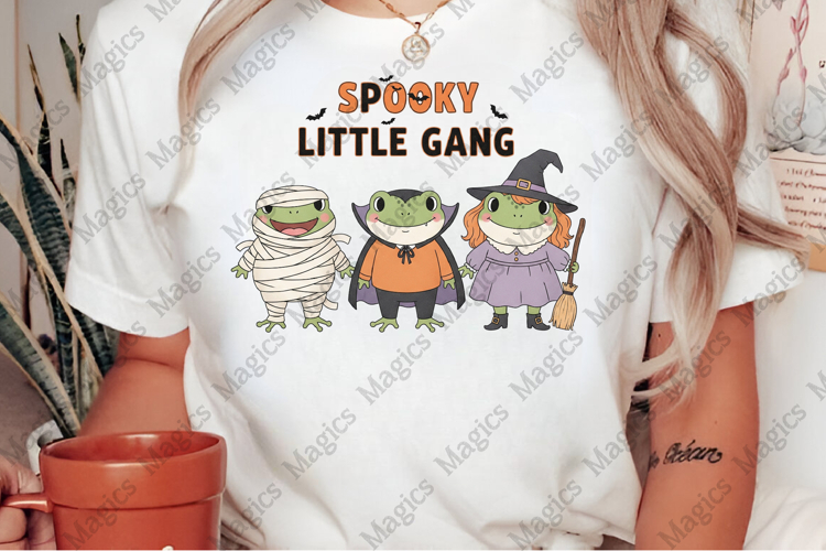Halloween Funny Frog Spooky Gang PNG