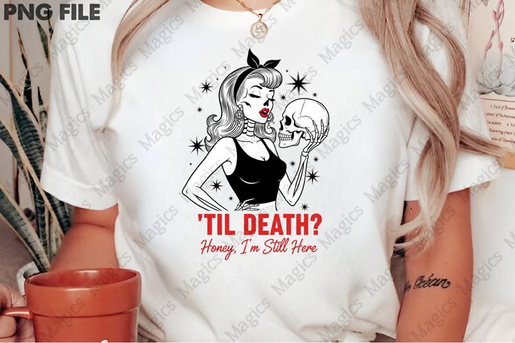 Halloween Pin-up Girl with Skull PNG