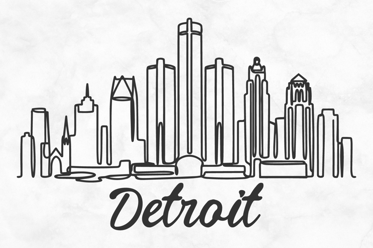 Detroit Minimalism Line Drawing