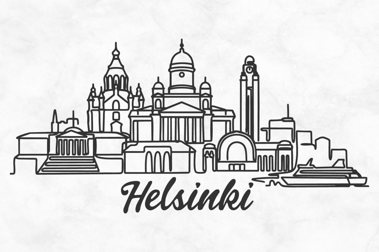 Helsinki Minimalism Line Drawing