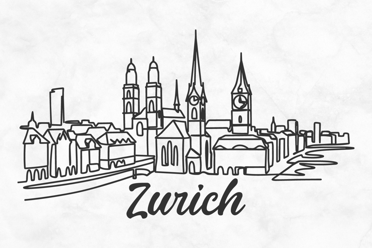 Zurich Minimalism Line Drawing