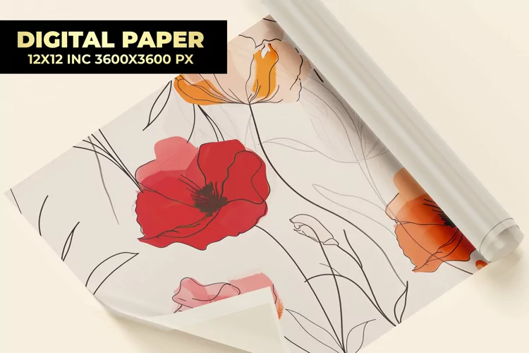 Minimalistic Flower Digital Paper