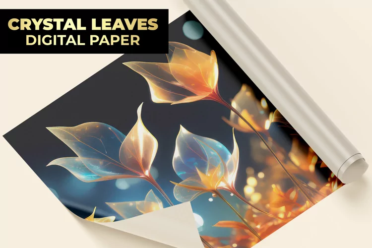 Crystal Leaves Digital Paper