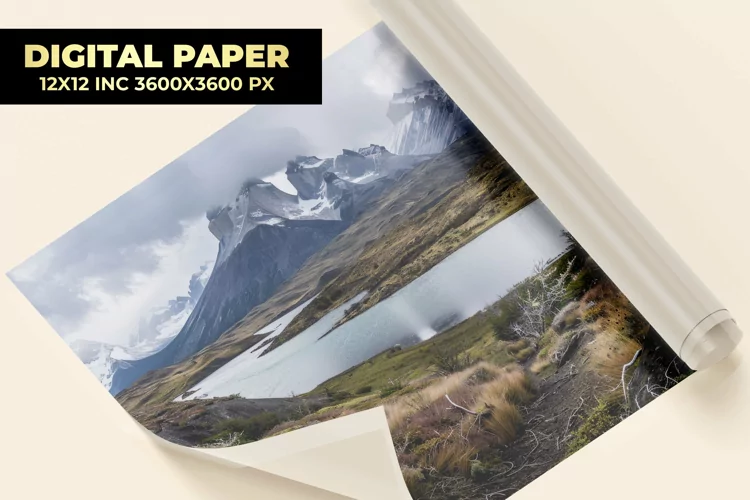 Mountain With Lake Digital Paper