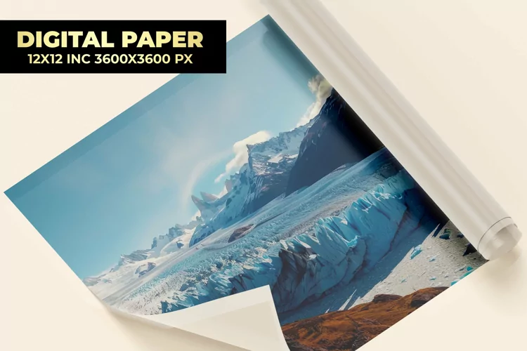 Mountain With Glacier Digital Paper