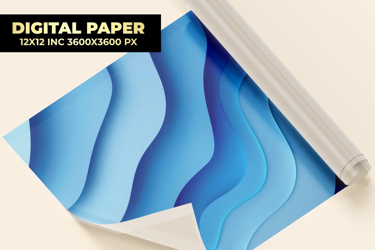 Blue Paper Cut Digital Paper example image 1
