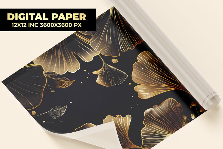 Ginkgo biloba golden leaves Digital Paper example image 1