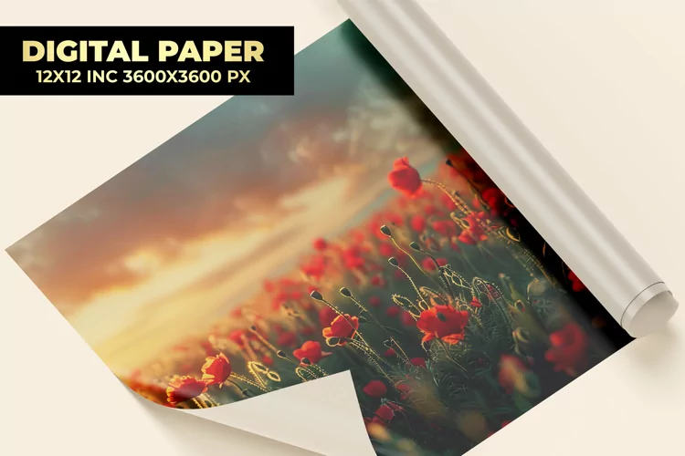 field of poppies Digital Paper