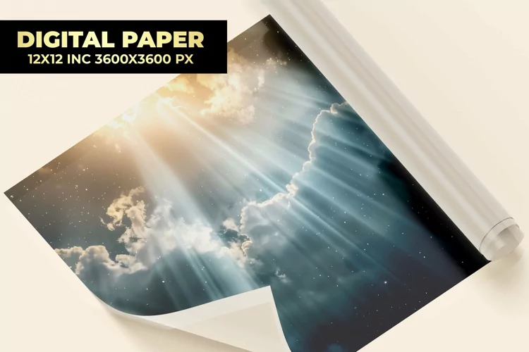 Sunrays With Clouds Digital Paper