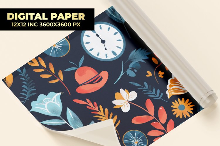 Colorful Floral Digital Paper example image 1