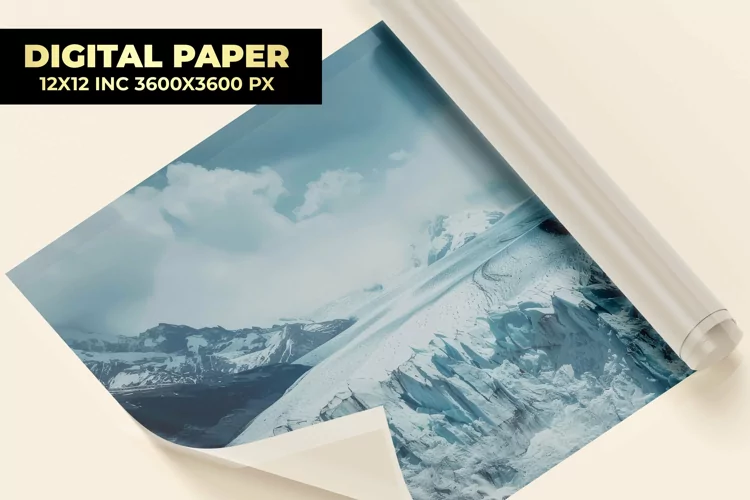 Mountain With Glacier Digital Paper