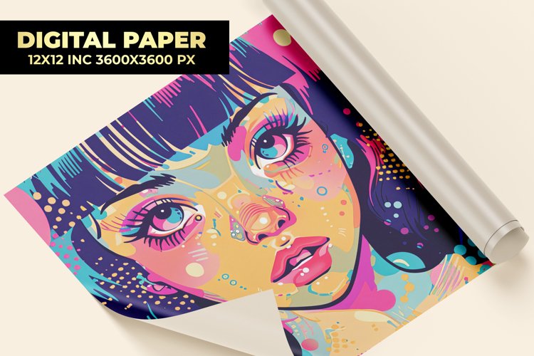 Cartoon Girl Digital Paper example image 1