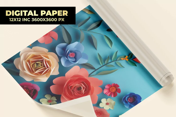 Paper Art Flower Digital Paper