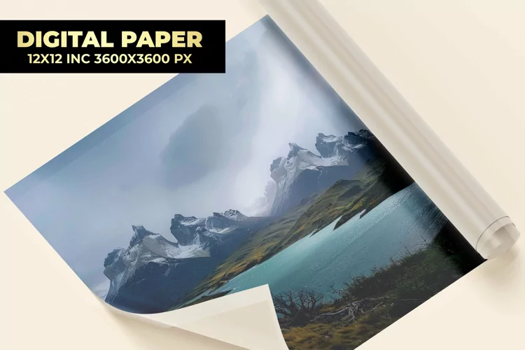 Mountain With Lake Digital Paper