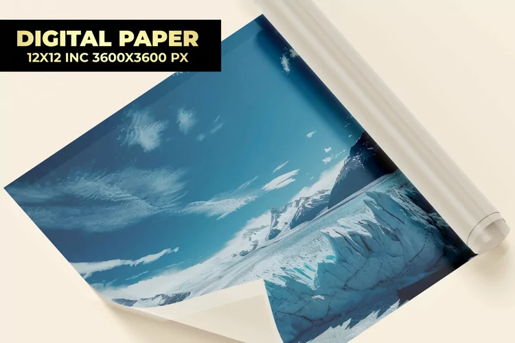 Mountain With Glacier Digital Paper