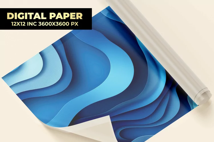 Blue Wavy Digital Paper