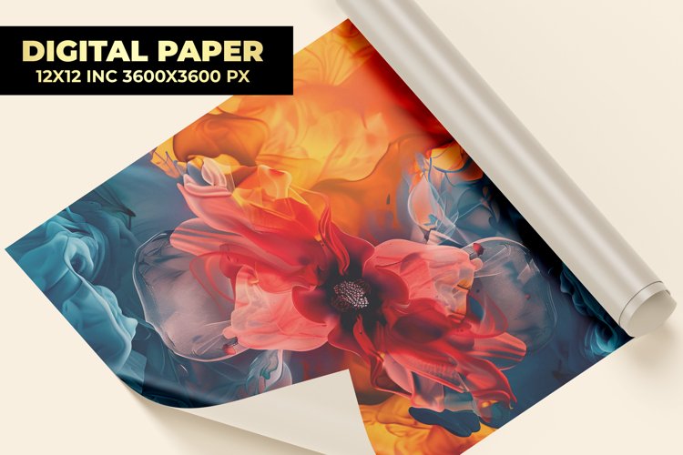 Watercolor Flower Digital Paper example image 1