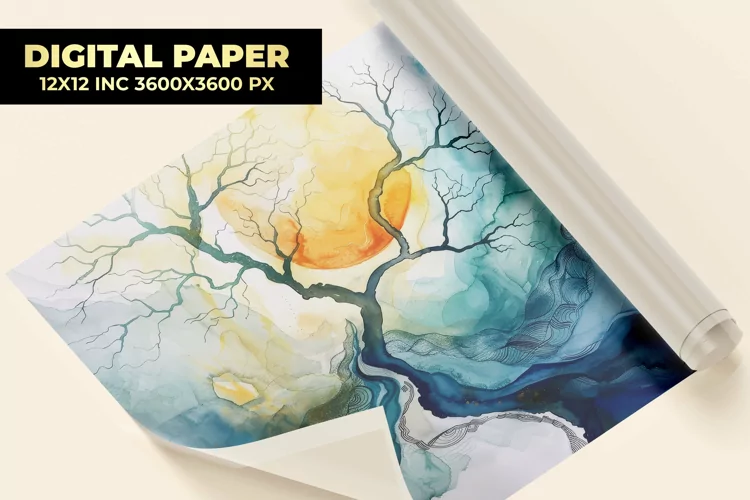 Watercolor Branch Digital Paper