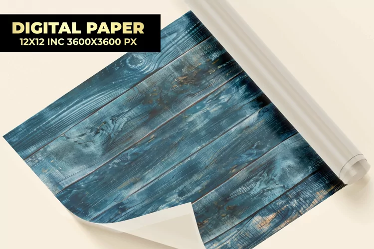 Blue Wooden Digital Paper