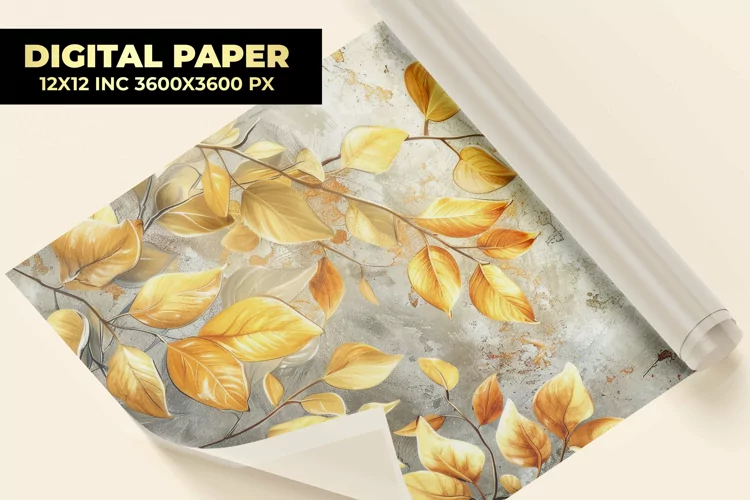 Golden Leaves Digital Paper