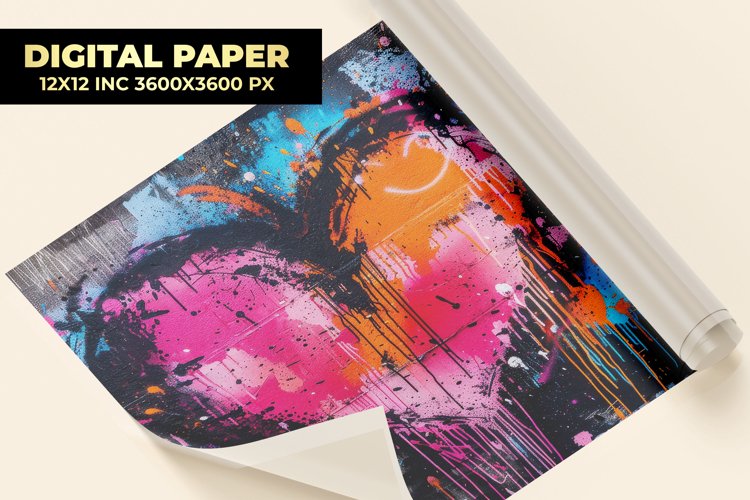 Colorful Heart Painting Digital Paper