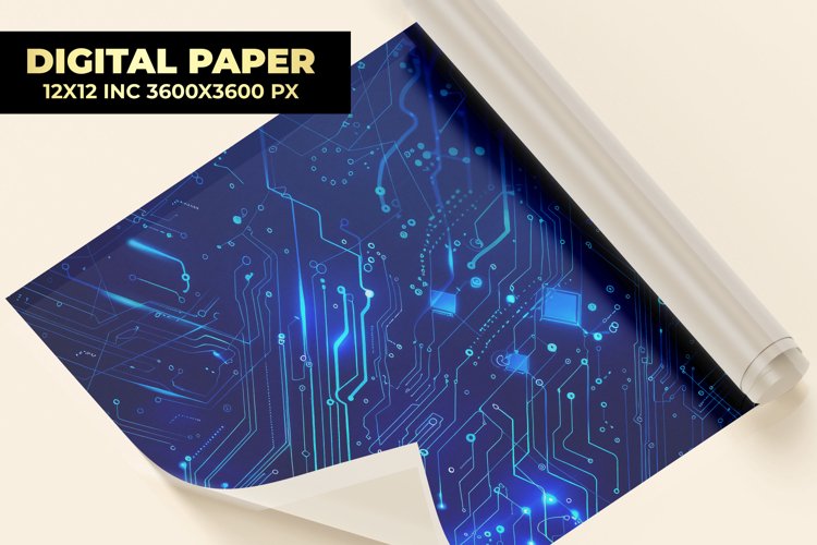 Blue Circuit Board Digital Paper example image 1