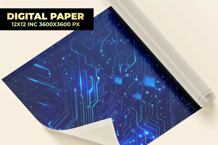 Blue Circuit Board Digital Paper