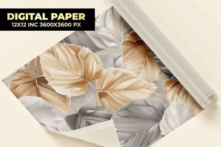 Gilt Finish Leaf Digital Paper
