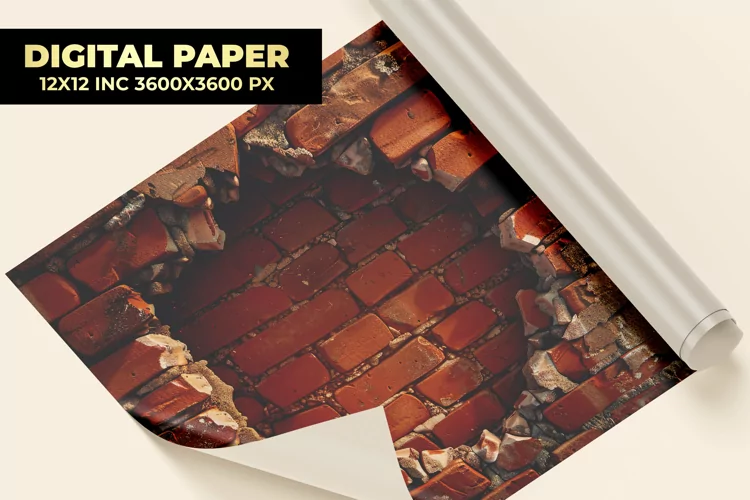 Wall With Hole Digital Paper