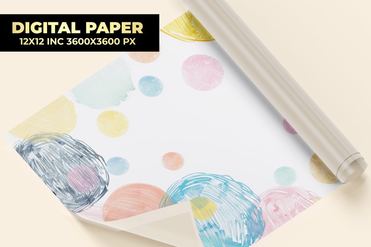 Cute Round Shape Doodle Digital Paper example image 1