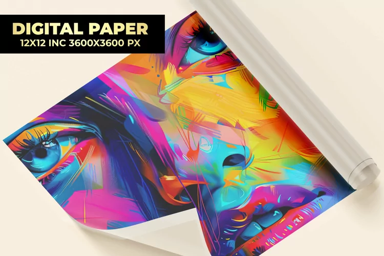 Woman Painting Digital Paper
