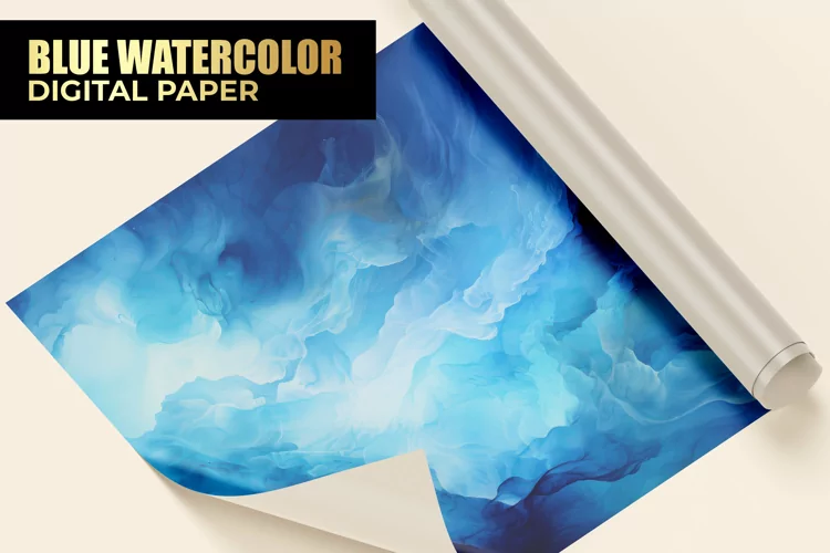 Blue Watercolor Digital Paper