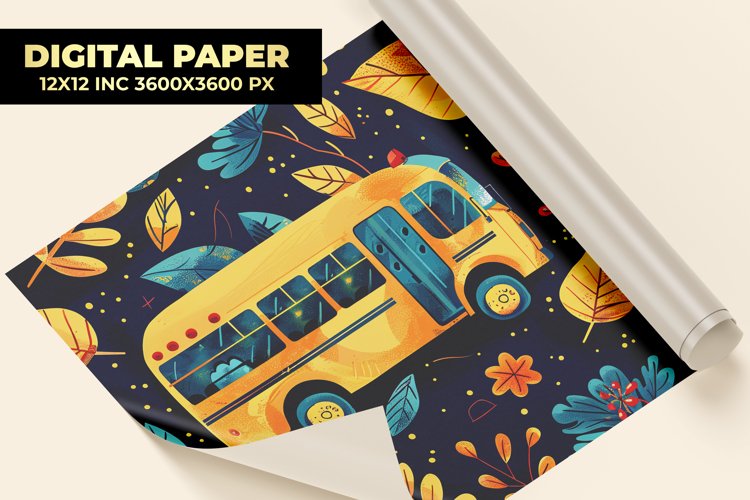 Cartoon School Bus Digital Paper