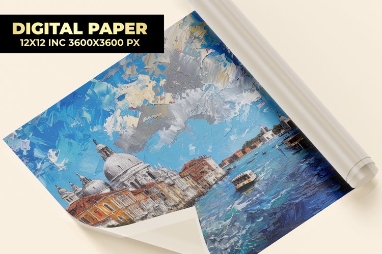 Venice Oil Painting Digital Paper example image 1