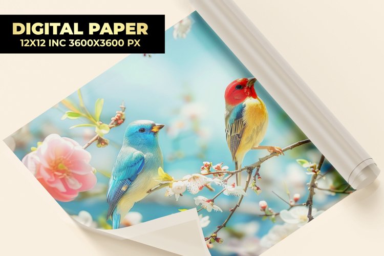 Colorful Bird Digital Paper example image 1