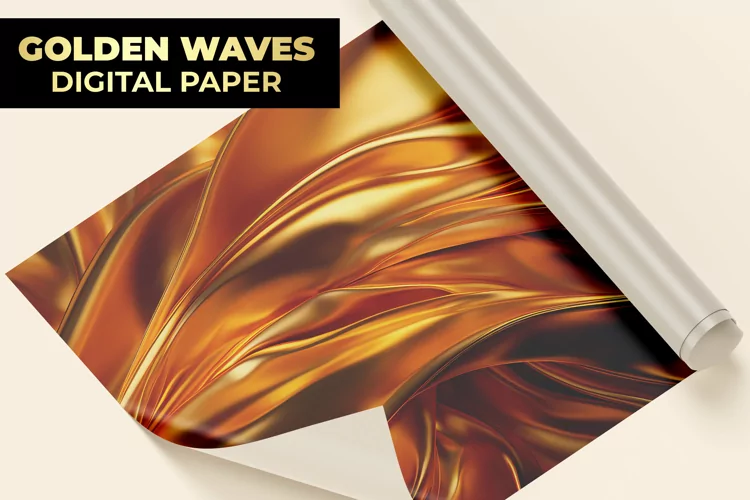 Golden Waves Digital Paper