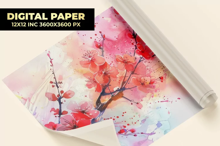 Watercolor Flower Digital Paper