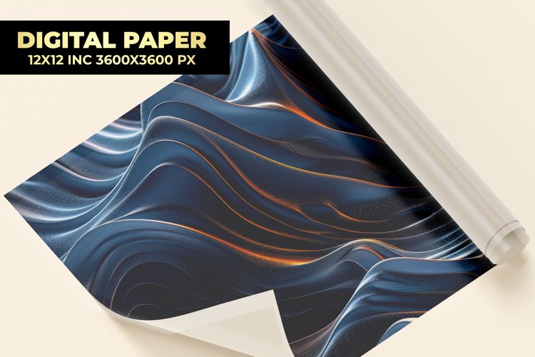 Black Waves Digital Paper example image 1