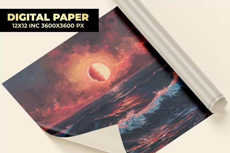 Night Seascape Digital Paper