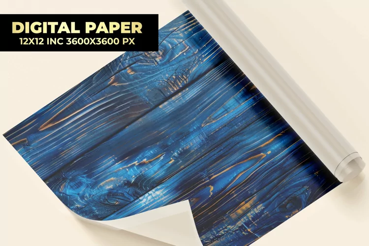 Blue Wooden Digital Paper