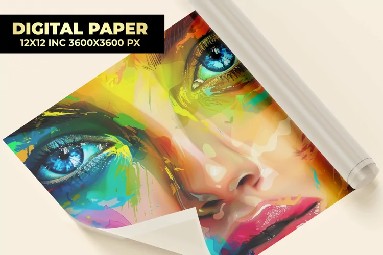 Woman Painting Digital Paper