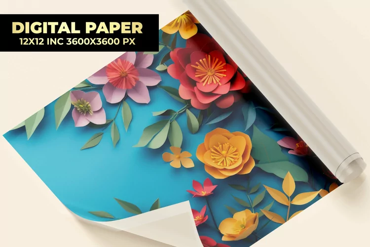 Paper Art Flower Digital Paper