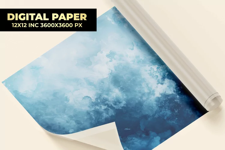 Blue Watercolor Digital Paper