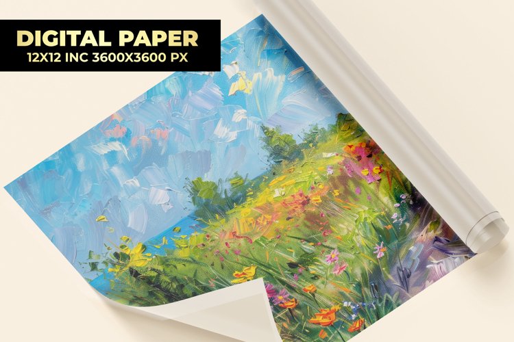 Flowers Oil Painting Digital Paper example image 1