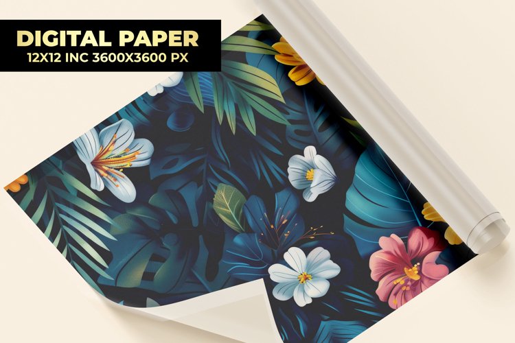 Colorful Floral Digital Paper example image 1