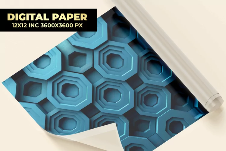 Blue Hexagonal Digital Paper