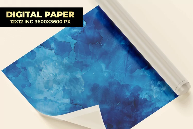 Blue Watercolor Digital Paper