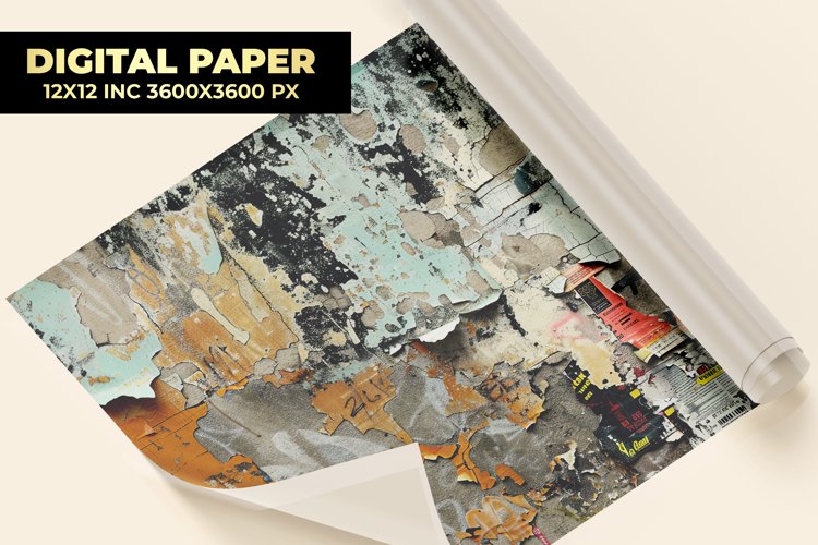 Vintage Billboard With Torn Poster Digital Paper example image 1