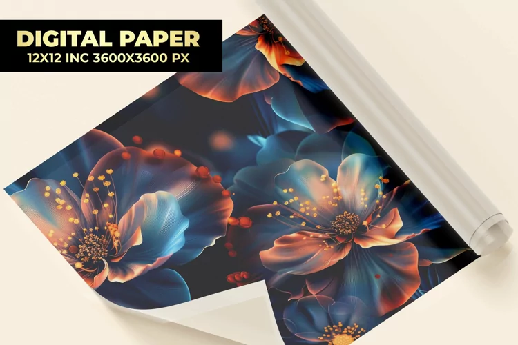 Glowing Flowers Digital Paper